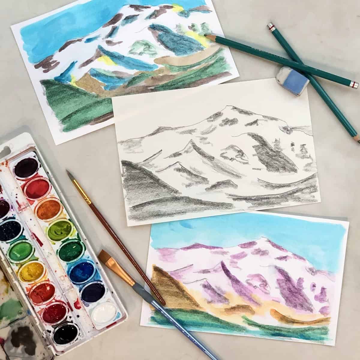 How to Draw an Easy Reflection Drawing - Mountain Landscape - Really Easy  Drawing Tutorial
