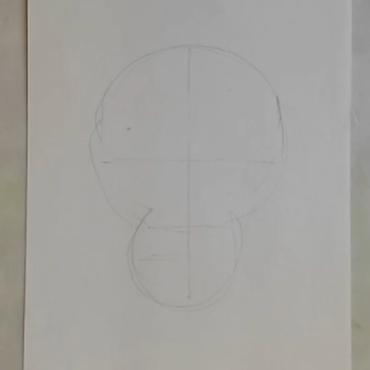 Beginning sketch of a skull. 