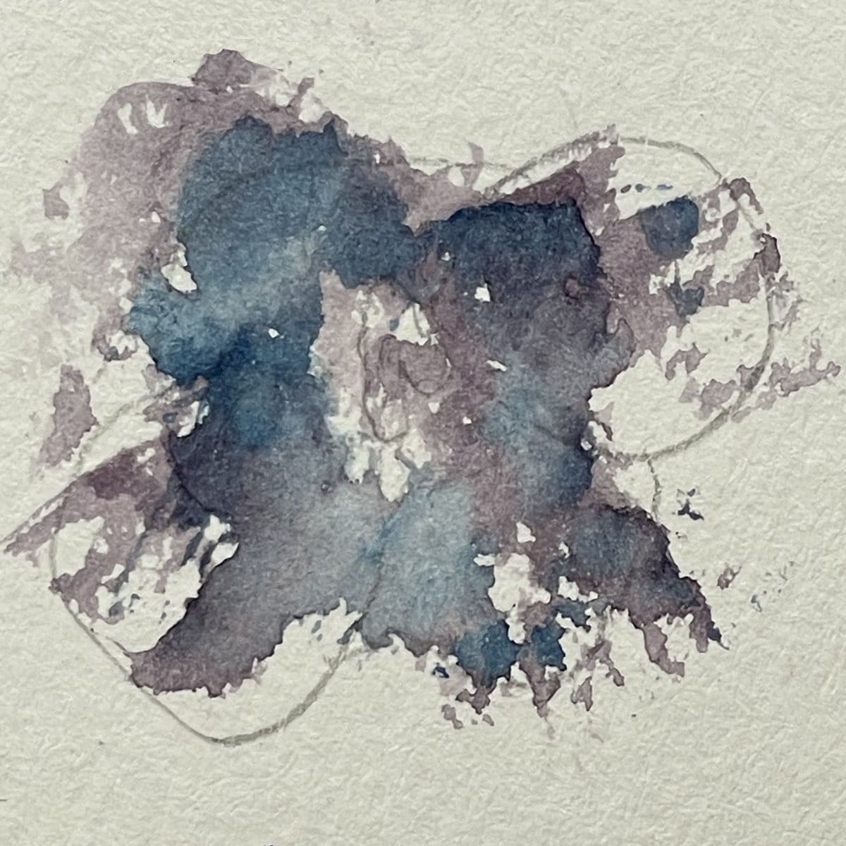 A watercolor painting of a pansy that shows a dry brush technique.