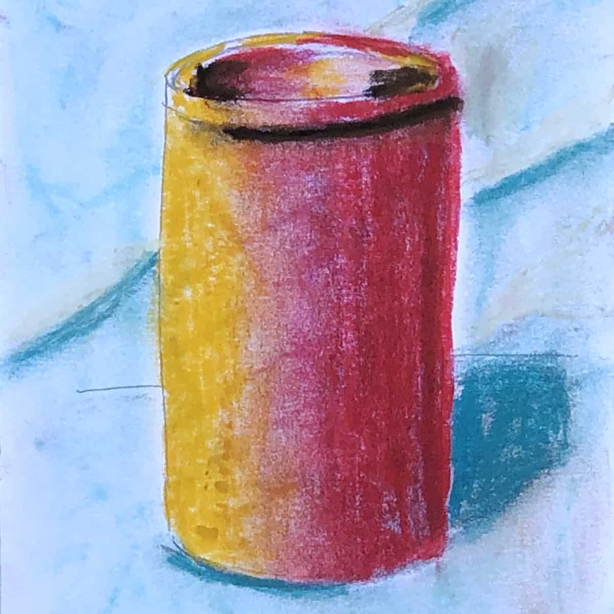 Cylinder drawn with soft pastels