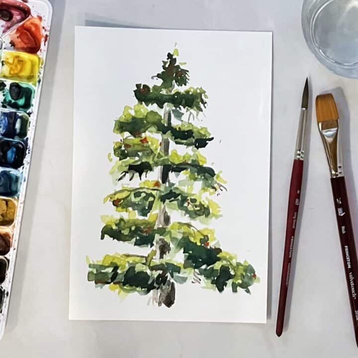 How to Paint a Pine Tree Easy in Watercolor - artlooklearn.com