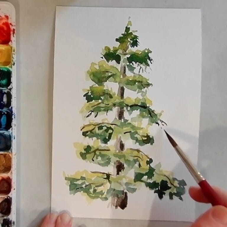 How to Paint a Pine Tree Easy in Watercolor - artlooklearn.com