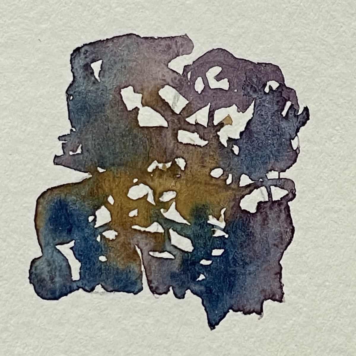 A watercolor painting of a pansy that shows a scumbling technique.