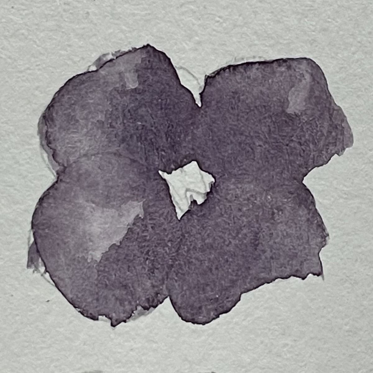 A watercolor painting of a pansy that shows a wet on dry technique.